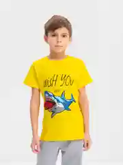 Желтый футболка с принтом для мальчика, хлопок, 8-12 лет