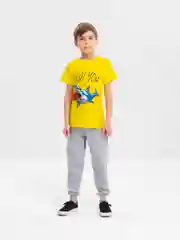 Желтый футболка с принтом для мальчика, хлопок, 8-12 лет