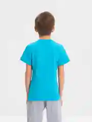 Бирюзовый футболка с принтом для мальчика, хлопок, 8-12 лет