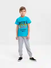 Бирюзовый футболка с принтом для мальчика, хлопок, 8-12 лет