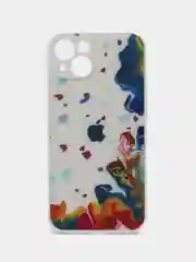Белый чехол для iPhone (Айфон) 13 со стеклянной панелью