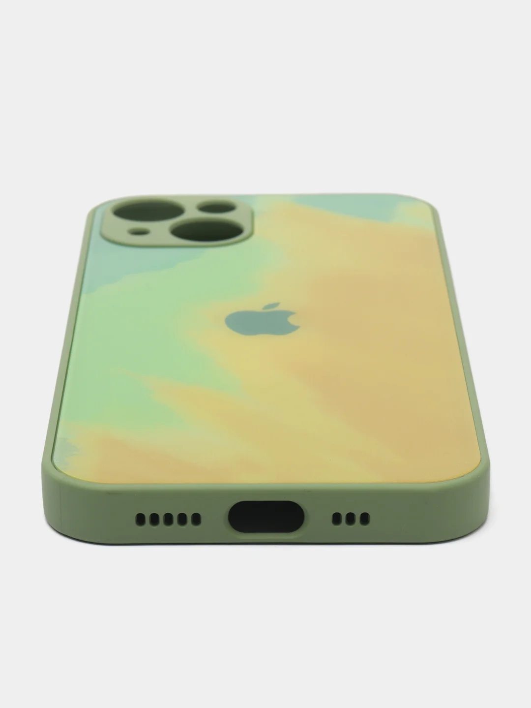 Бирюзовый чехол для iPhone (Айфон) 13 со стеклянной панелью