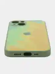 Бирюзовый чехол для iPhone (Айфон) 13 со стеклянной панелью