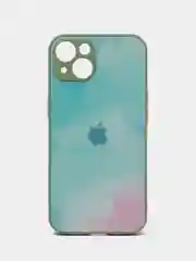 Небесно-голубой чехол для iPhone (Айфон) 13 со стеклянной панелью