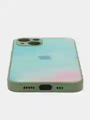 Небесно-голубой чехол для iPhone (Айфон) 13 со стеклянной панелью