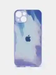 Синий чехол для iPhone (Айфон) 13 со стеклянной панелью