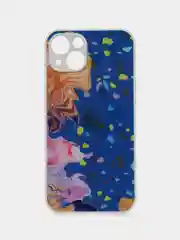 Темно-синий чехол для iPhone (Айфон) 13 со стеклянной панелью