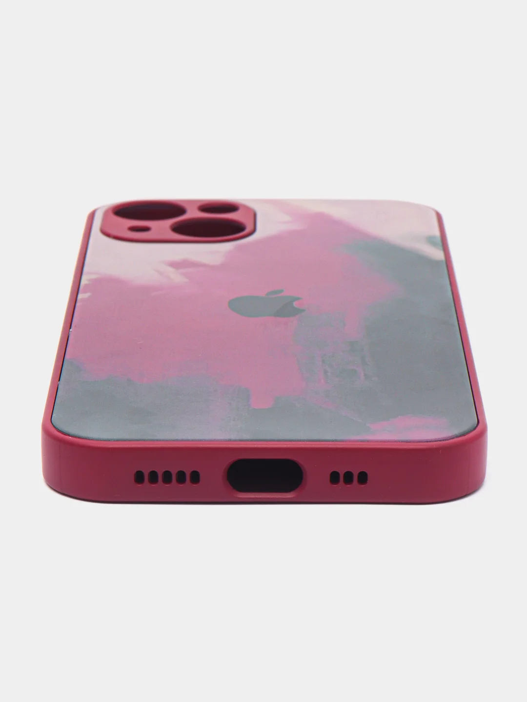 Фуксия чехол для iPhone (Айфон) 13 со стеклянной панелью