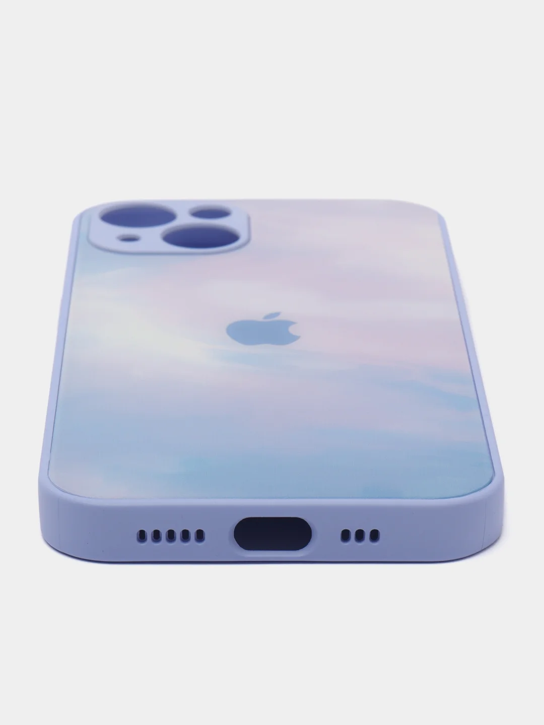 Фиолетовый чехол для iPhone (Айфон) 13 со стеклянной панелью