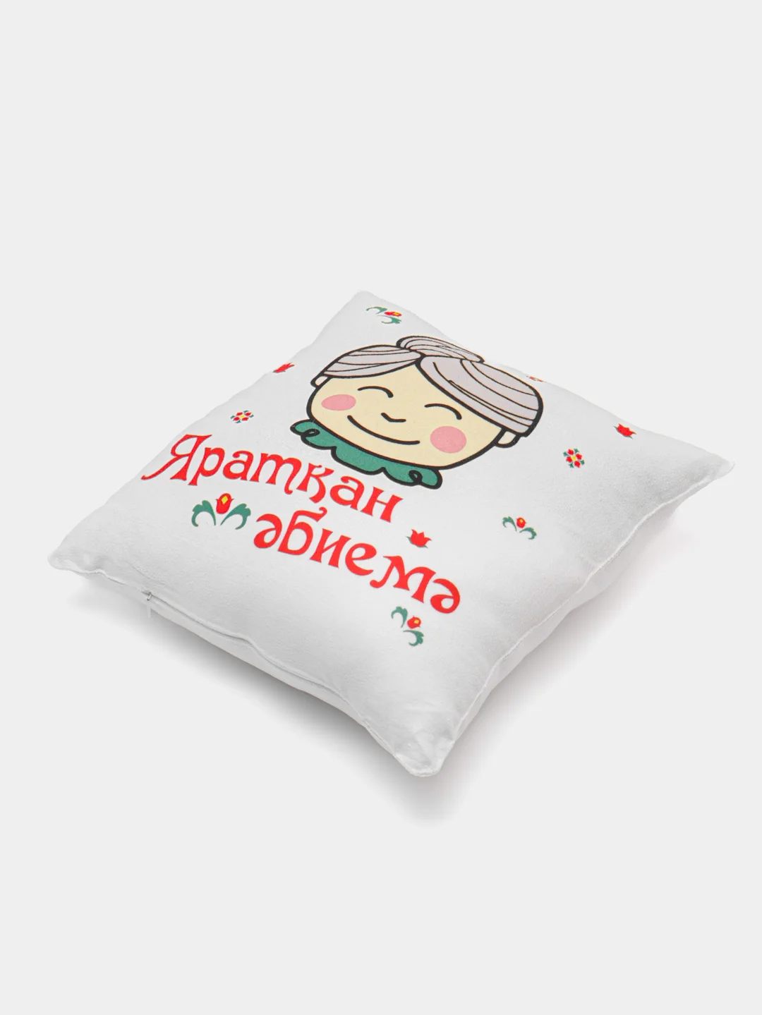 Красный подарочный набор бабушке на татарском языке (подушка + кружка)