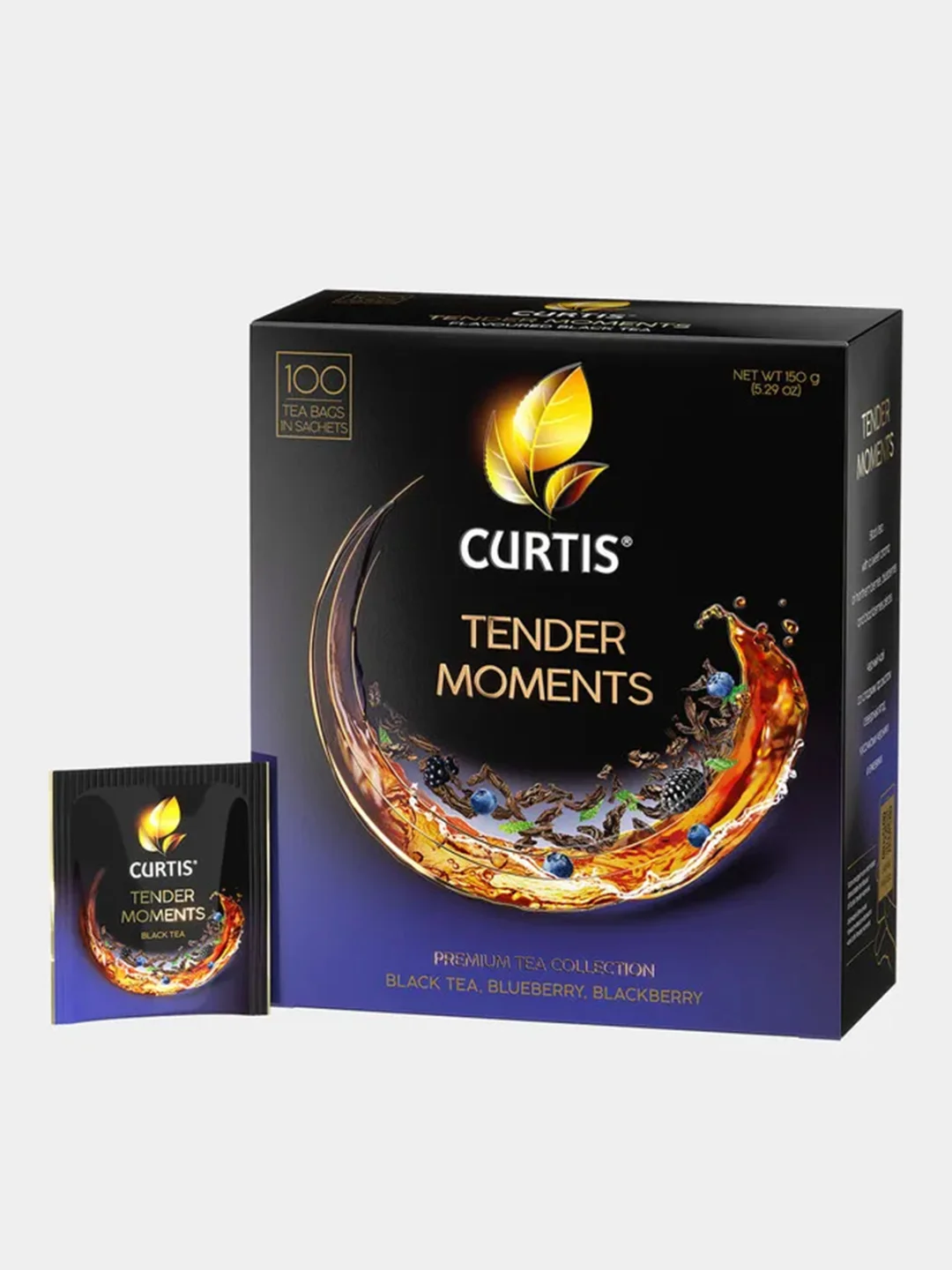 Чай черный в пакетиках CURTIS Tender Moments, c черникой, ежевикой и мятой, 100 пакетиков