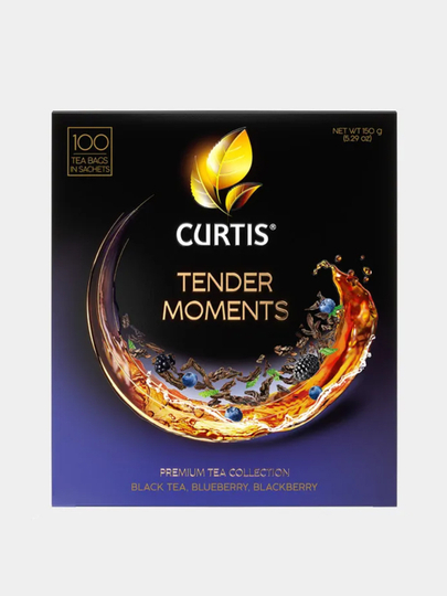 Чай черный в пакетиках CURTIS Tender Moments, c черникой, ежевикой и мятой, 100 пакетиков