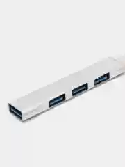 Серый металлик хаб Type-C на USB, USB на 4 порта USB, 4 х USB, для Macbook (Макбука)