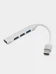 Серый металлик хаб Type-C на USB, USB на 4 порта USB, 4 х USB, для Macbook (Макбука)