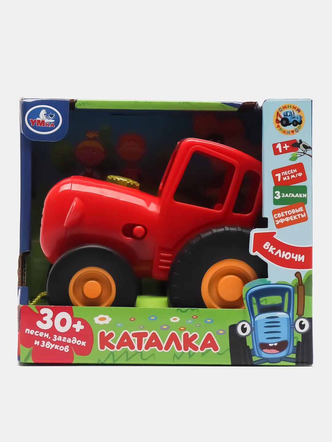 Игрушка Умка "Каталка", Синий трактор, 30 песен, загадок и звуков, свет, красный