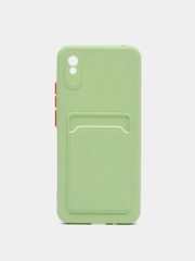 Силиконовый чехол для Xiaomi Redmi 9A (Сяоми Редми 9А), с карманом для карт, прозрачный