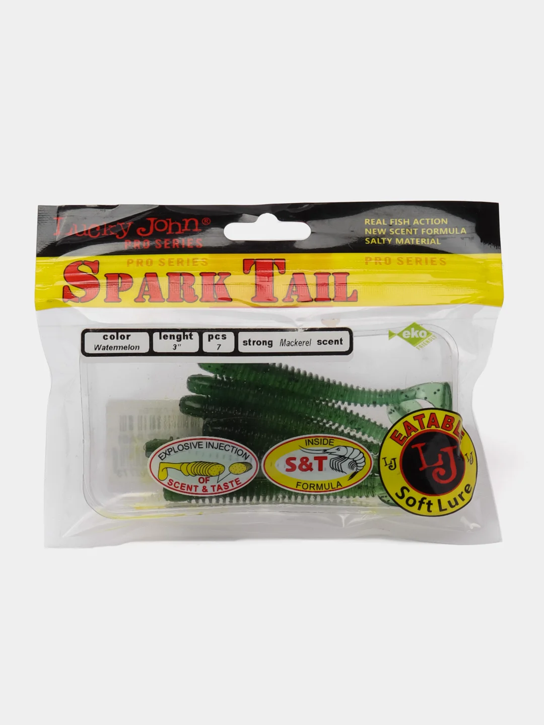 Лесной зеленый виброхвост Lucky John Pro Series Spark Tail, силиконовый