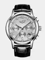 Серый меланж мужские наручные часы Lige LG9849 c хронографом, в подарочной упаковке