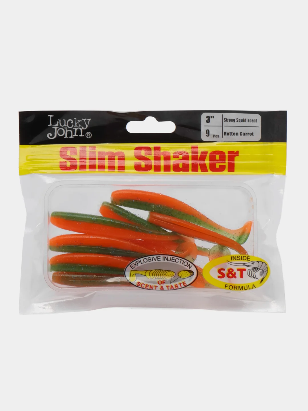 Оранжевый виброхвост Lucky John Slim Shaker, силиконовый
