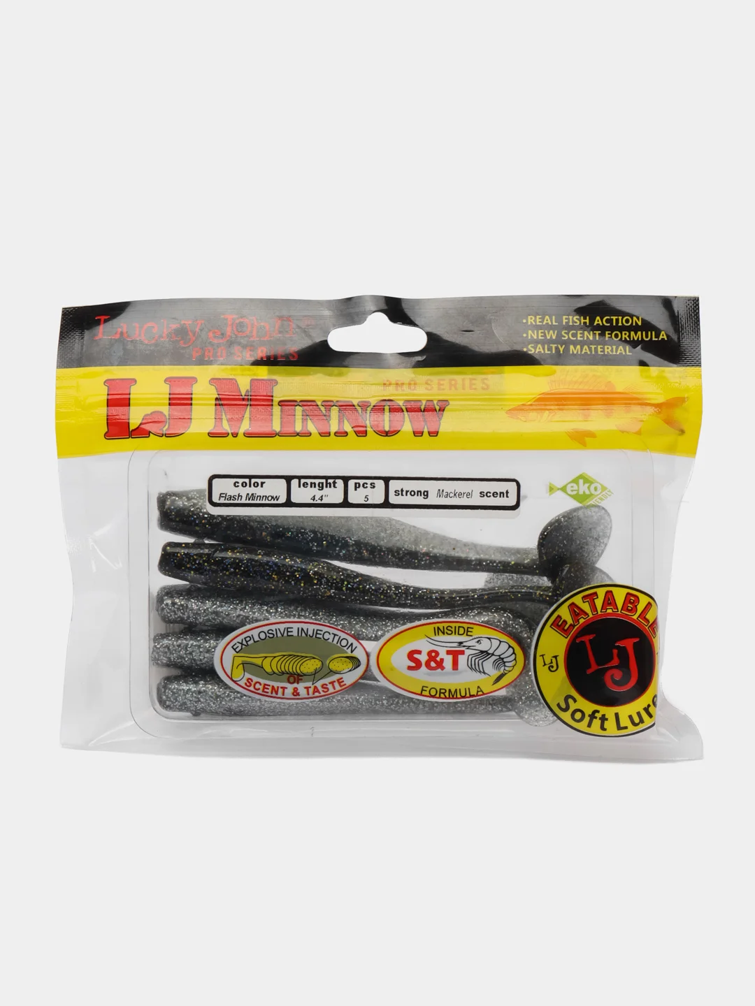 Серый виброхвост Lucky John Pro Series LJ Minnow, силиконовый
