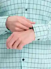 Бирюзовый мужская рубашка, с длинным рукавом, в клетку