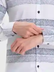 Белый мужская рубашка,с длинным рукавом и принтом