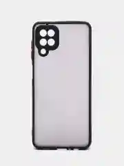 Угольный чехол на Samsung Galaxy (Галакси) A12, M12, пластиковый, матовый, с цветными кнопками