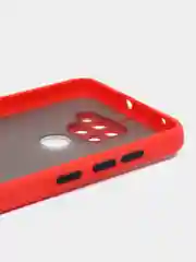 Алый чехол для Xiaomi Redmi Note 9, Редми Нот 9, матовый, силиконовый, с цветными кнопками