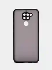 Черный чехол для Xiaomi Redmi Note 9, Редми Нот 9, матовый, силиконовый, с цветными кнопками
