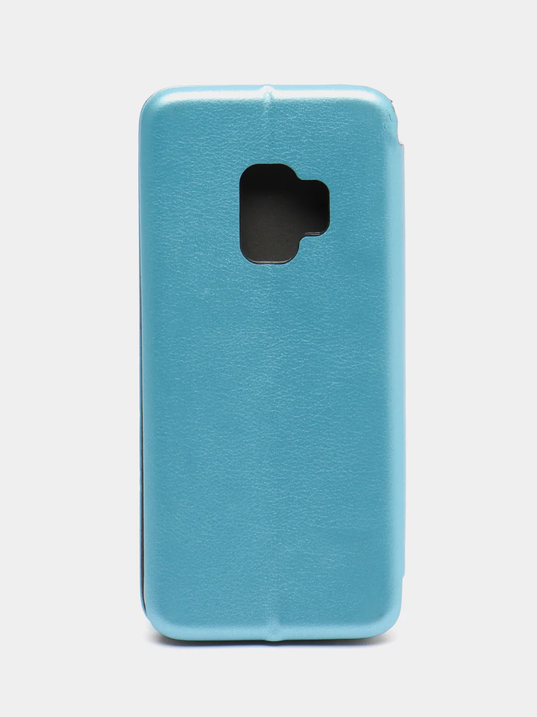 Голубой кожанный чехол-книжка на Samsung Galaxy S9