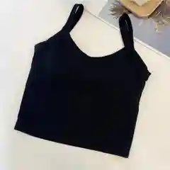 Черный женский топ хлопчатобумажный с чашечками