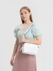 Белый сумка женская кросс-боди, со стежкой