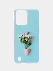 Небесно-голубой чехол силиконовый на Realme C31 / Реалми С31, с рисунком