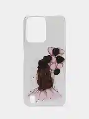 Пастельно-коралловый чехол силиконовый на Realme C31 / Реалми С31, с рисунком