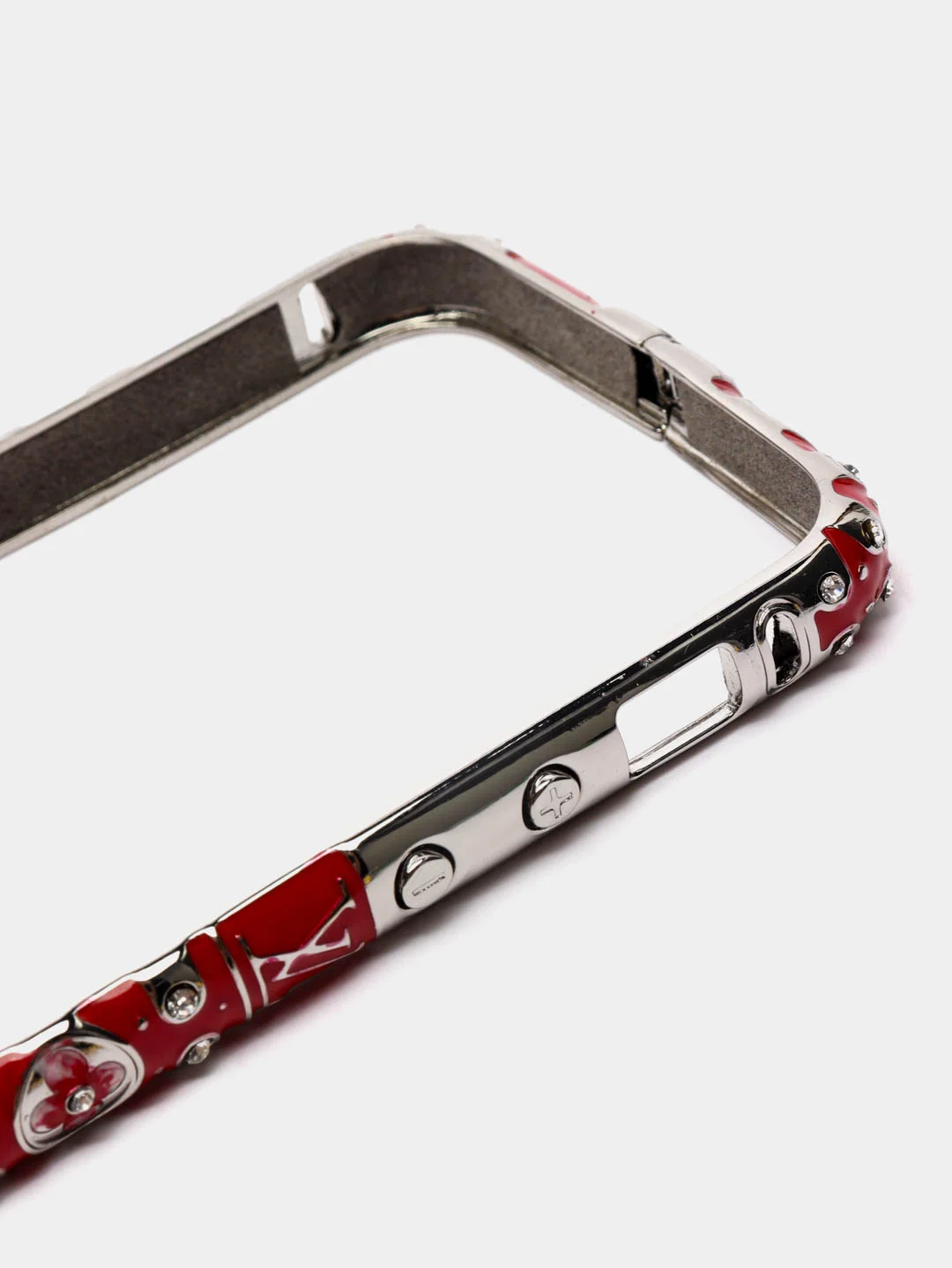 Алый бампер алюминиевый со стразами для iPhone 5, 5s