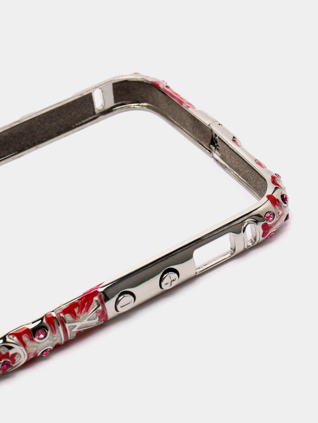 Вишнёвый бампер алюминиевый со стразами для iPhone 5, 5s