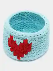 Голубой корзинка из трикотажной пряжи, ручной работы