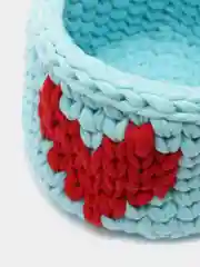 Голубой корзинка из трикотажной пряжи, ручной работы