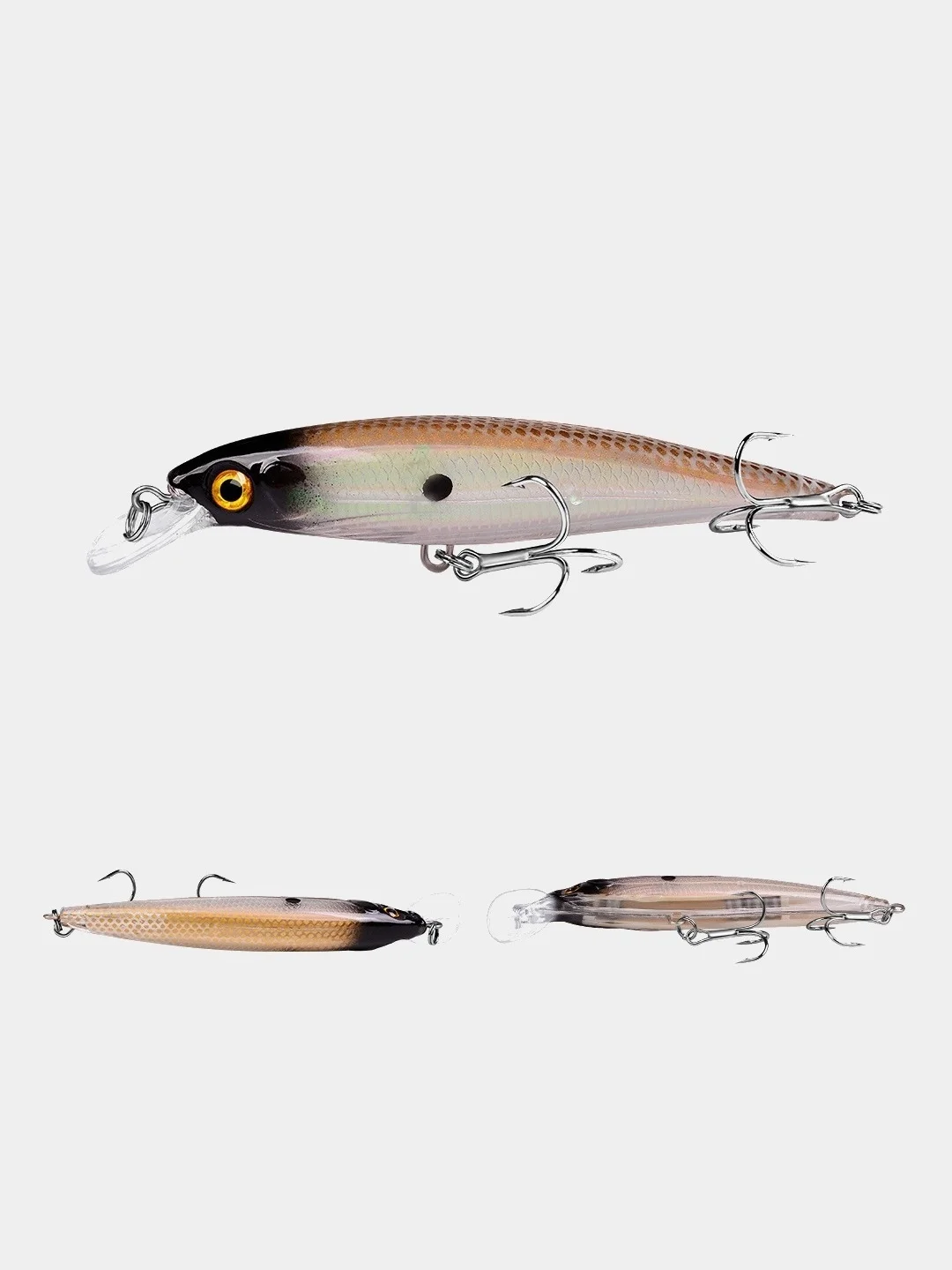 Серый рыболовный воблер "Минноу" (Minnow), 10 см, 13 г, 10 цветов