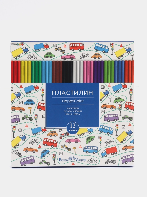 Пластилин восковой Bruno Visconti, коробка-пенал с разделителем, 12 цветов, 250 г