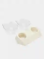 Белый миска для кошек и собак, двойная, с наклоном
