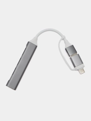Хаб концентратор USB 3.0 HUB на 4 порта, переходник на Type - C