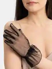 Белый сетчатые прозрачные женские перчатки, короткие гипюровые