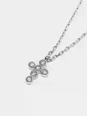Серебряная цепочка, с крестиком сваровски, 925 проба