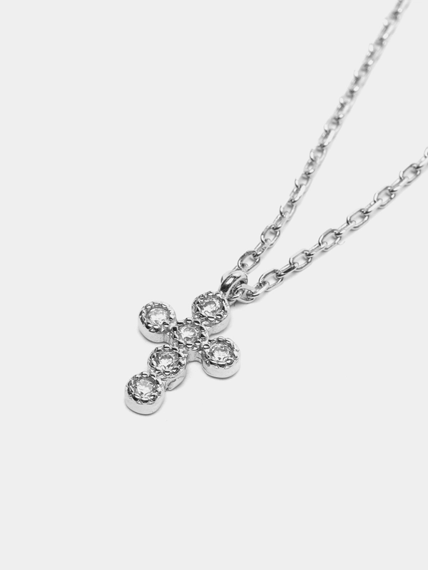 Серебряная цепочка, с крестиком сваровски, 925 проба