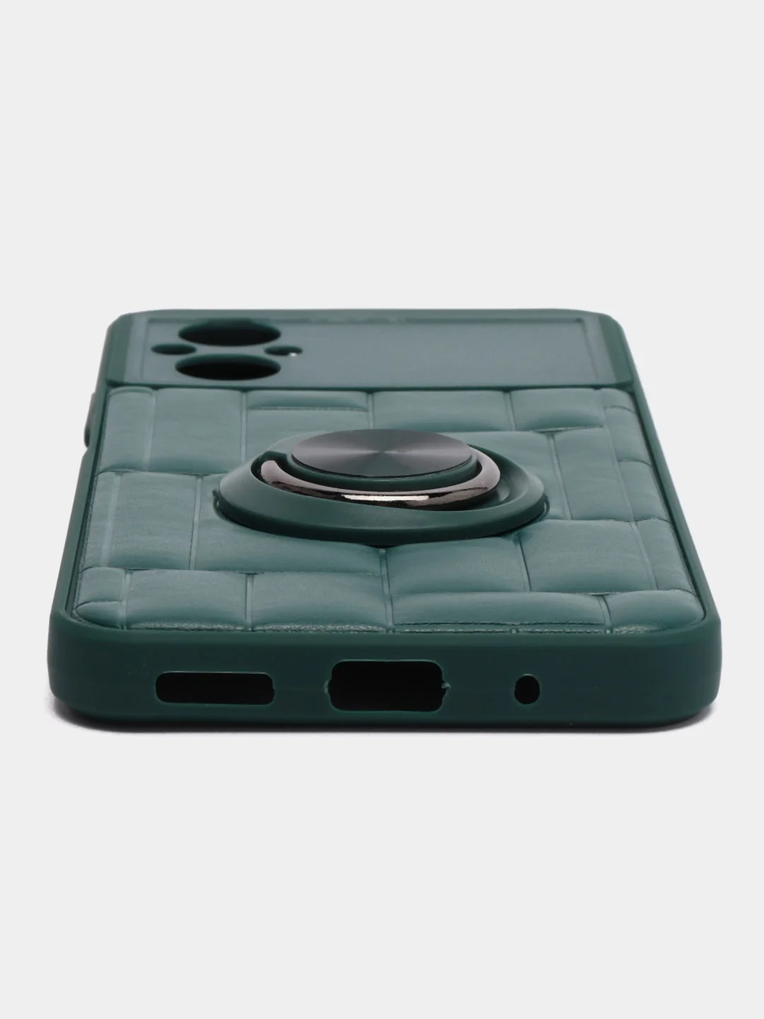 Тёмно-зелёный чехол Xiaomi Poco M5 (Сяоми Поко М5), силиконовый, под кожу, с кольцом