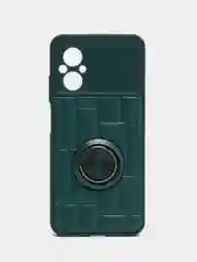 Тёмно-зелёный чехол Xiaomi Poco M5 (Сяоми Поко М5), силиконовый, под кожу, с кольцом