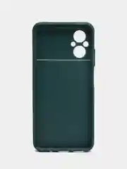 Тёмно-зелёный чехол Xiaomi Poco M5 (Сяоми Поко М5), силиконовый, под кожу, с кольцом