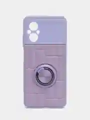 Лавандовый чехол Xiaomi Poco M5 (Сяоми Поко М5), силиконовый, под кожу, с кольцом