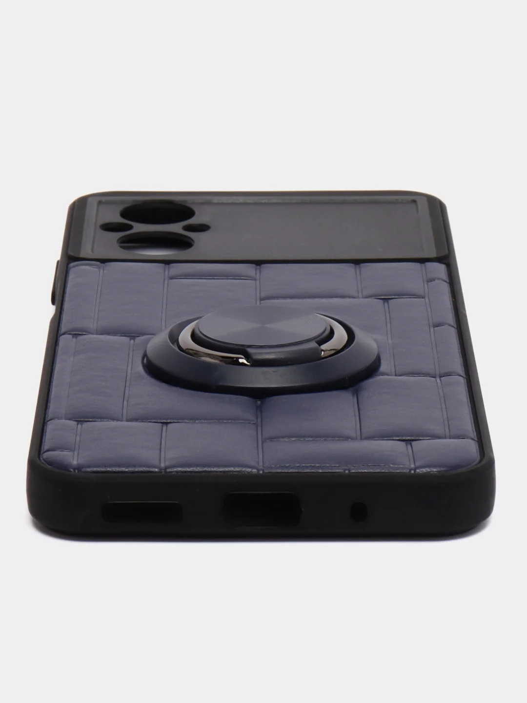 Темно-синий чехол Xiaomi Poco M5 (Сяоми Поко М5), силиконовый, под кожу, с кольцом